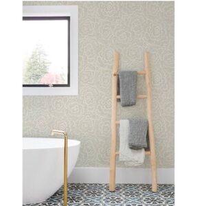 New Anthropologie x A Street Designs Grey Peony Textured Wallpaper Wall Mural